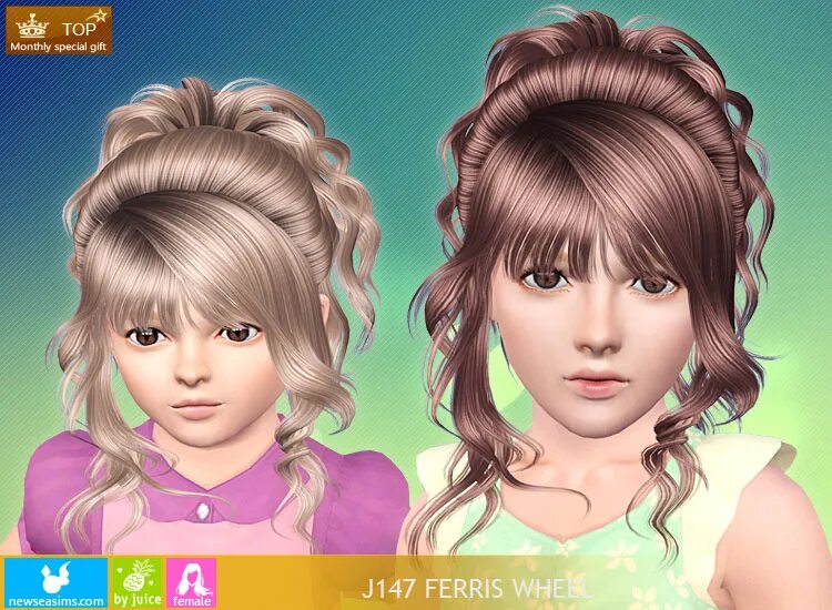 Прически бесплатно без регистрации Bun with face framing strands hairstyle J147 Ferris Well by NewSea - Sims 3 Hair