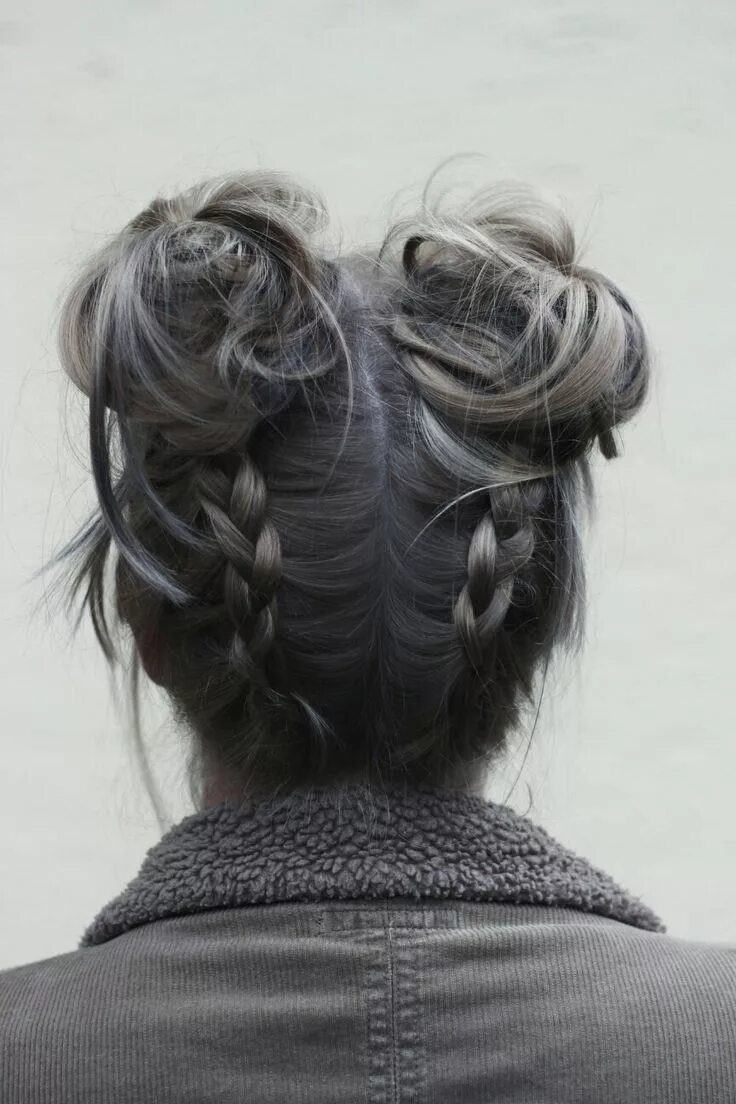 Прически без лица фото Cool hairstyle, space buns, braids Peinados cabello corto, Peinado fácil, Peinad