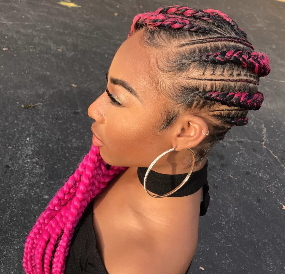 Прически брейды для девочек Fierce pink via Braids by Jherese - https://blackhairinformation.com/hairstyle-g