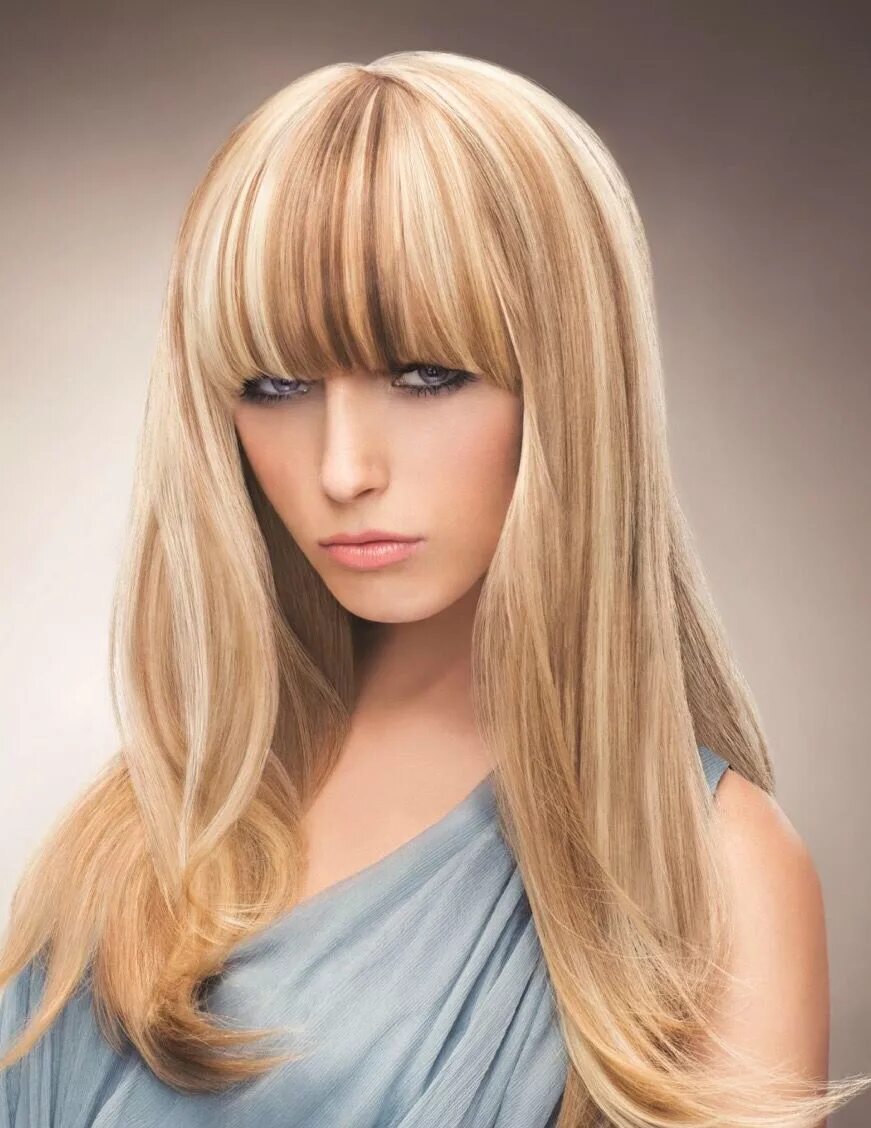 Прически челки мелирование фото Vertical Slice Straight blonde hair, Hair, Long blonde hair