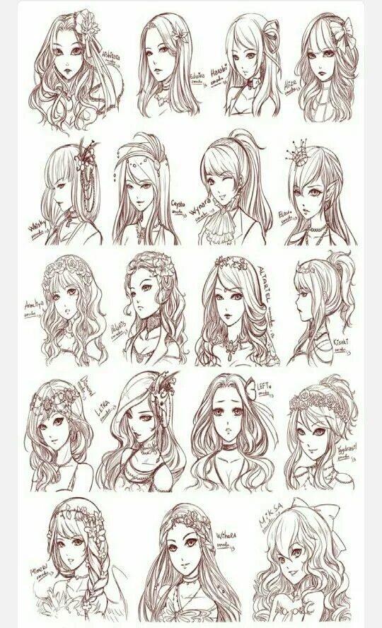 Прически длинные волосы рисунок Pin by tulip on الرسم Anime hair, Sketches, Hair sketch