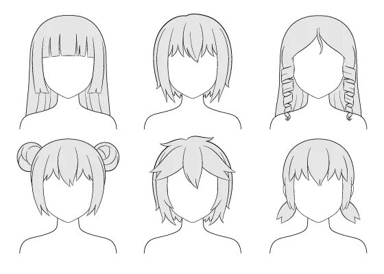 Прически для девочек нарисовать Anime hairstyles in 2019 Manga hair, Anime hair, Manga tutorial