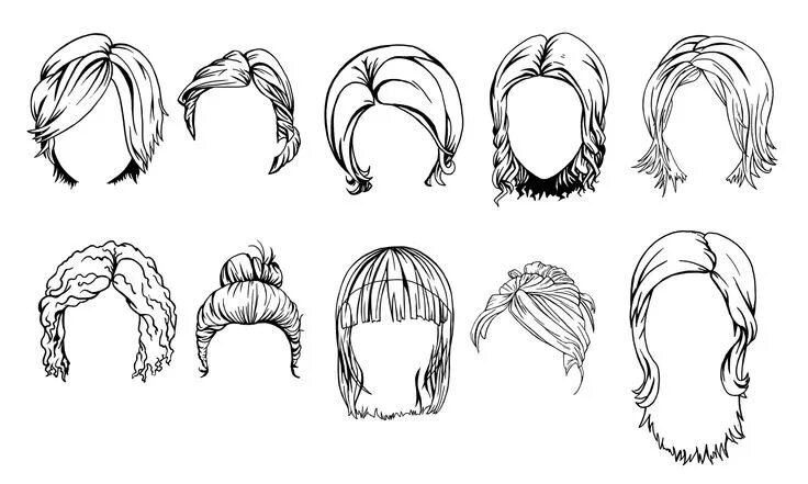 Прически для девочек нарисовать Hairstyle Sketches: http://www.tooncharacters.com/ How to draw hair, Hair sketch