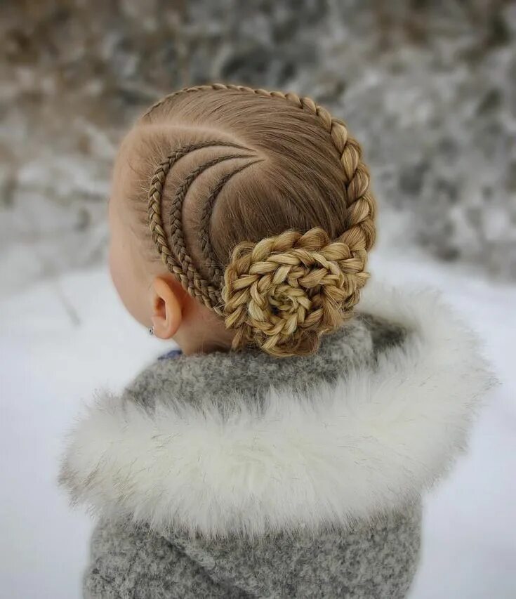 Прически для девочек под шапку ❄ Updo with cornrows and a dutch braid into a braided flower ❄ The style is insp