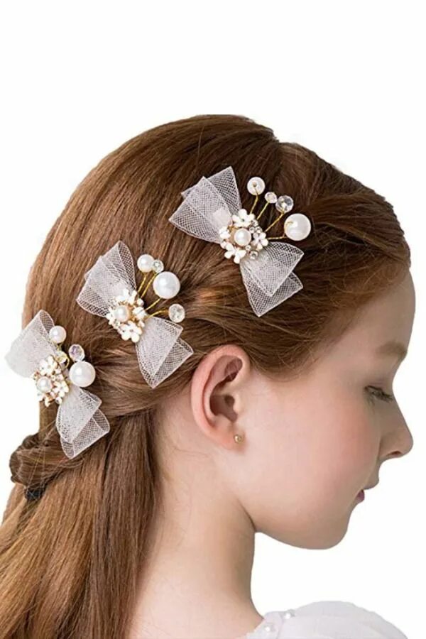 Прически для девочек с заколками Affordable Flower Girl Dresses and Accessories Beaded hair pins, Affordable flow