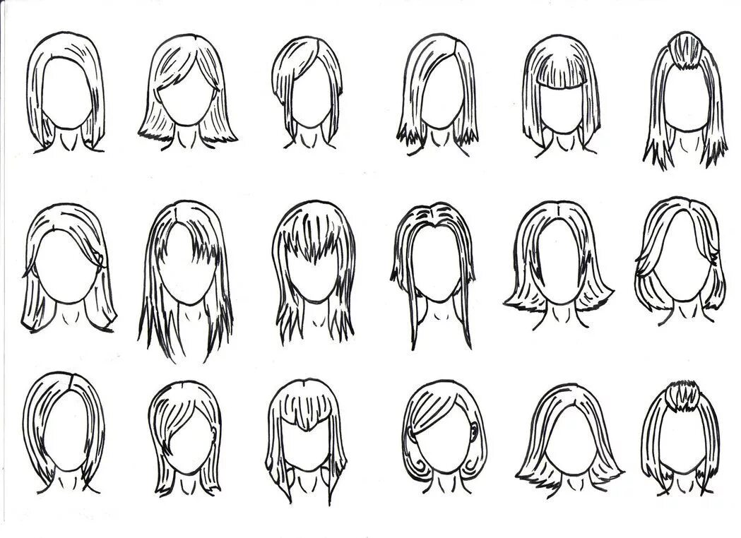 Прически для девочек срисовка Hair Styles 1 by J-Foxy.deviantart.com on @DeviantArt Cartoon hair, Drawing cart