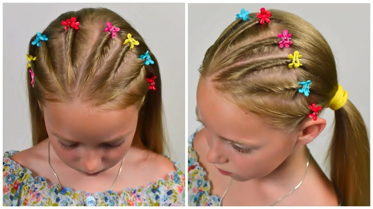 Прически для девочки с маленькими крабиками 5-min Elegant Twist Braids Hairstyle ★ EASY Summer Updo HAIRSTYLES (Little girl 