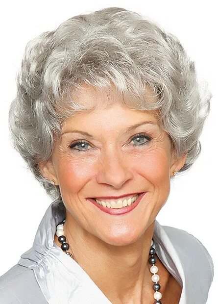 Прически для пожилых Capless Grey Short Wavy Synthetic Hair Wig, Grey Wigs Sale P4