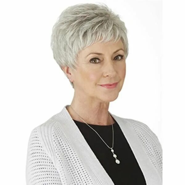 Прически для пожилых женщин на короткие волосы Short Grey Wigs High Quality Monofilament Synthetic Short Straight Grey Wig Grey