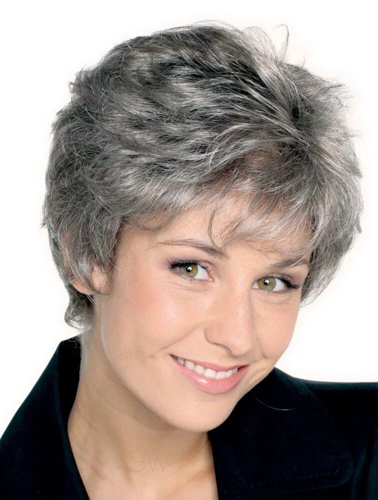 Прически для седых волос женские Monofilament Silver Wig, Synthetic Grey Short Straight Monofilament Silver Wig