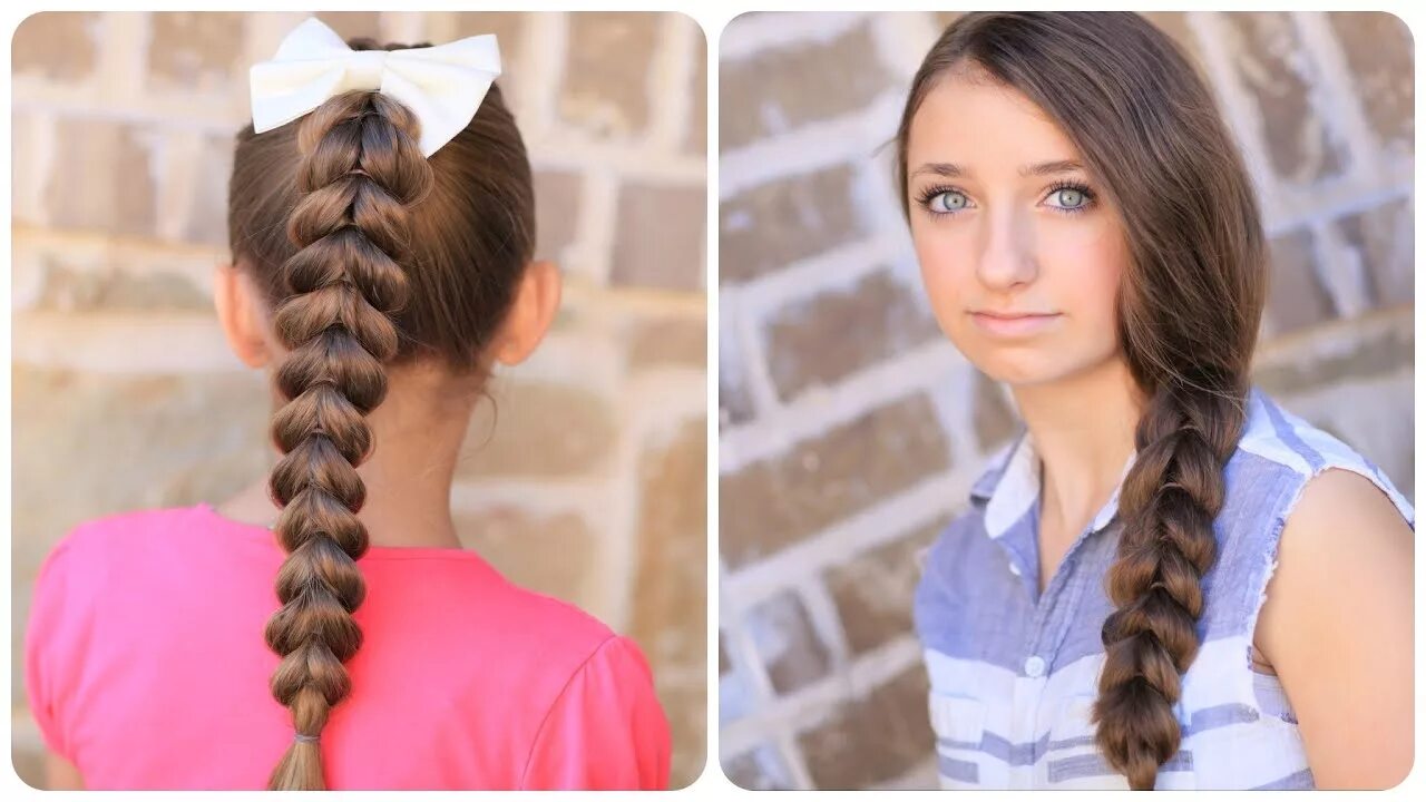 Прически для старшеклассниц на длинные волосы How to create a Pull-Through Braid Easy Braided Hairstyles - YouTube