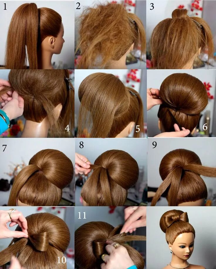 Прически для волос пошаговое с бантом Up hairstyles, Hair inspiration, Hair styles