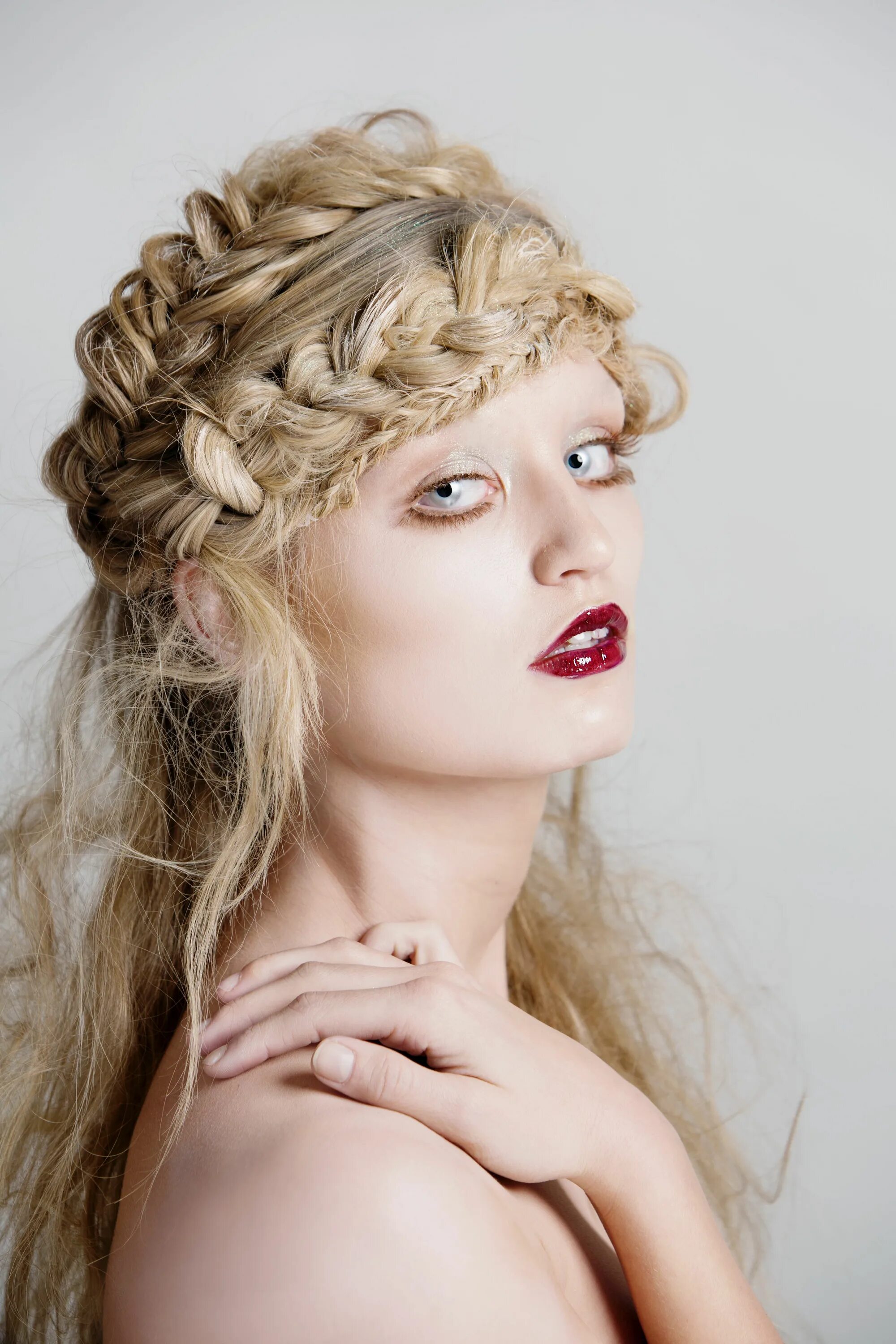 Прически для взрослых Braided hair style. Braids. Fairy tale hair. Silver contacts. Editorial hair. Hi