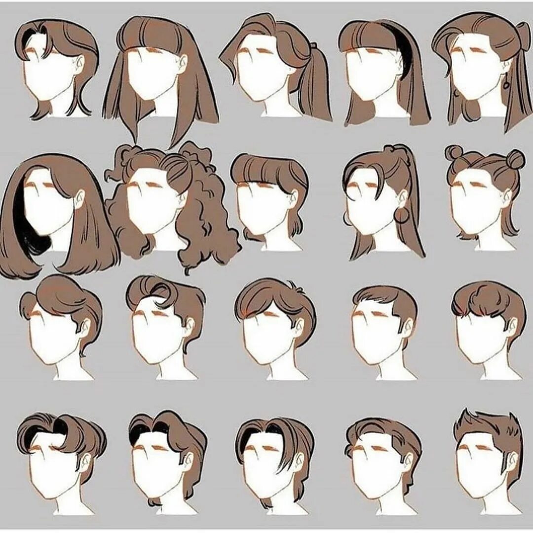 Прически для женских персонажей Artistic Hair References for Drawing