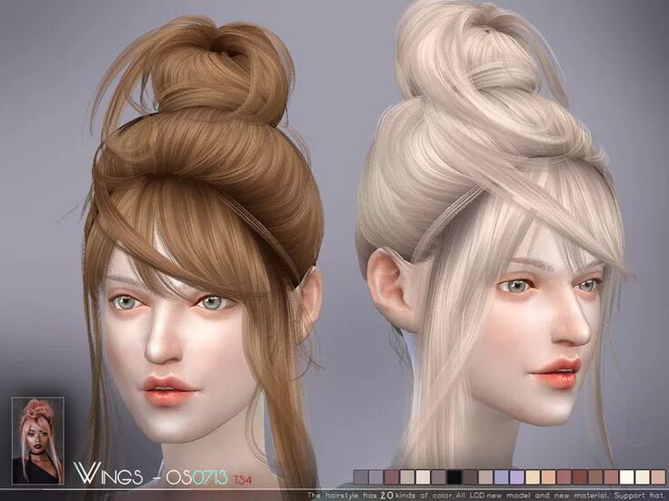 Прически для женских персонажей This hair style has 20 kinds of color Found in TSR Category &#39;Sims 4 Female H