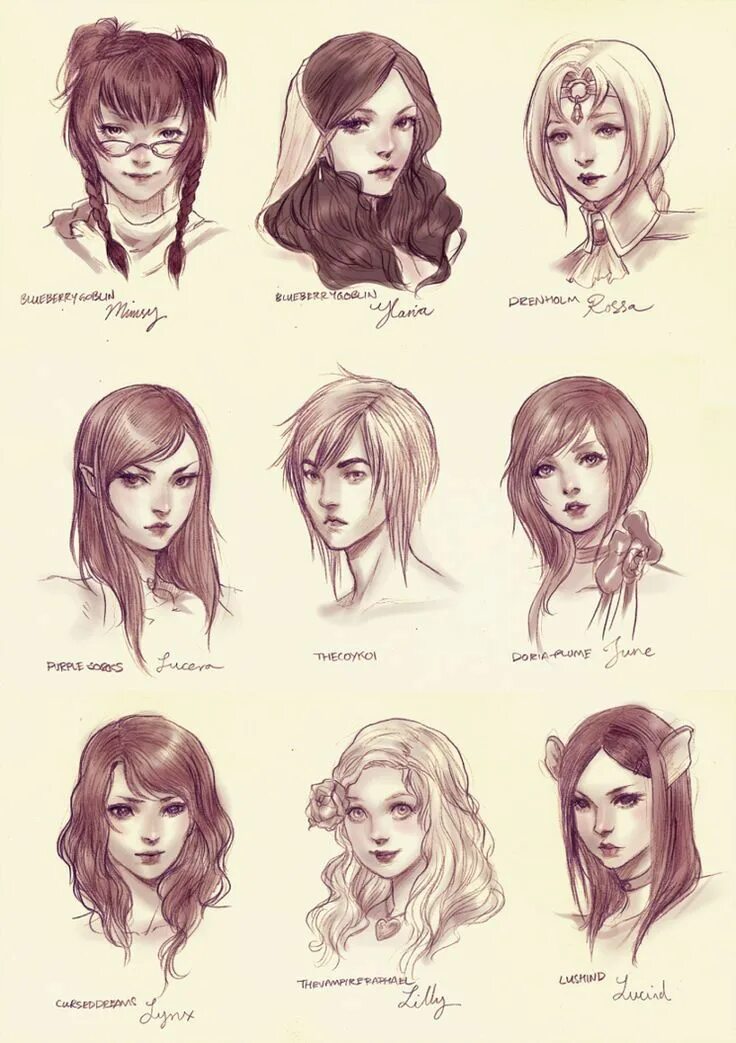 Прически для женских персонажей jdarnell on deviantart Headshots - Group Three by ... Drawing tutorials and help