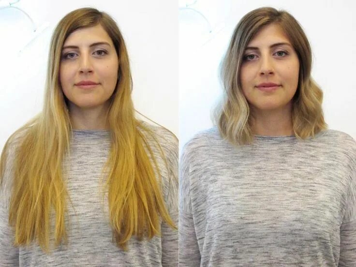 Прически до и после фото женщины Before and after haircut Cabelo liso loiro, Transformação do cabelo, Cabelo curt