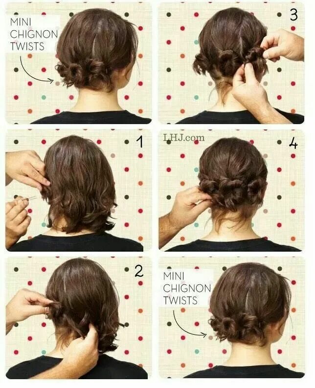 Прически до плеч как сделать Mini chignon twist/From http://www.pepperchic.com Diy hairstyles, Hair styles, S