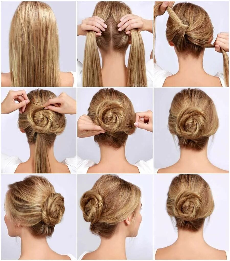 Прически где сделать Pin on Прически Diy hairstyles, Medium hair styles, Rose hair