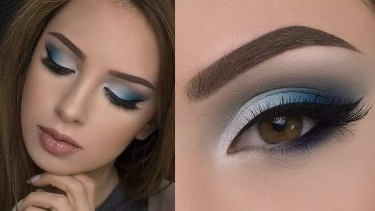 Прически и макияж для глаз Soft Blue Smokey Eye Makeup Tutorial Blue eye makeup tutorial, Silver eye makeup