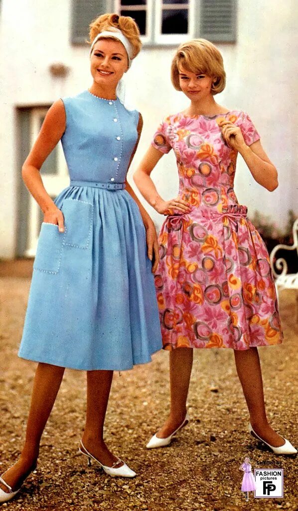 Прически и платья 60 годов Summer sleeveless dresses in 1963 - Fashion Pictures Vintage 1950s dresses, Retr