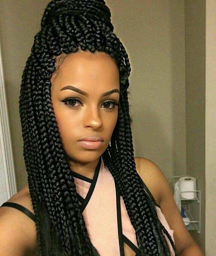 Прически из афрокосичек на длинные волосы Pin on Tranças Medium box braids, Box braids hairstyles for black women, Box bra