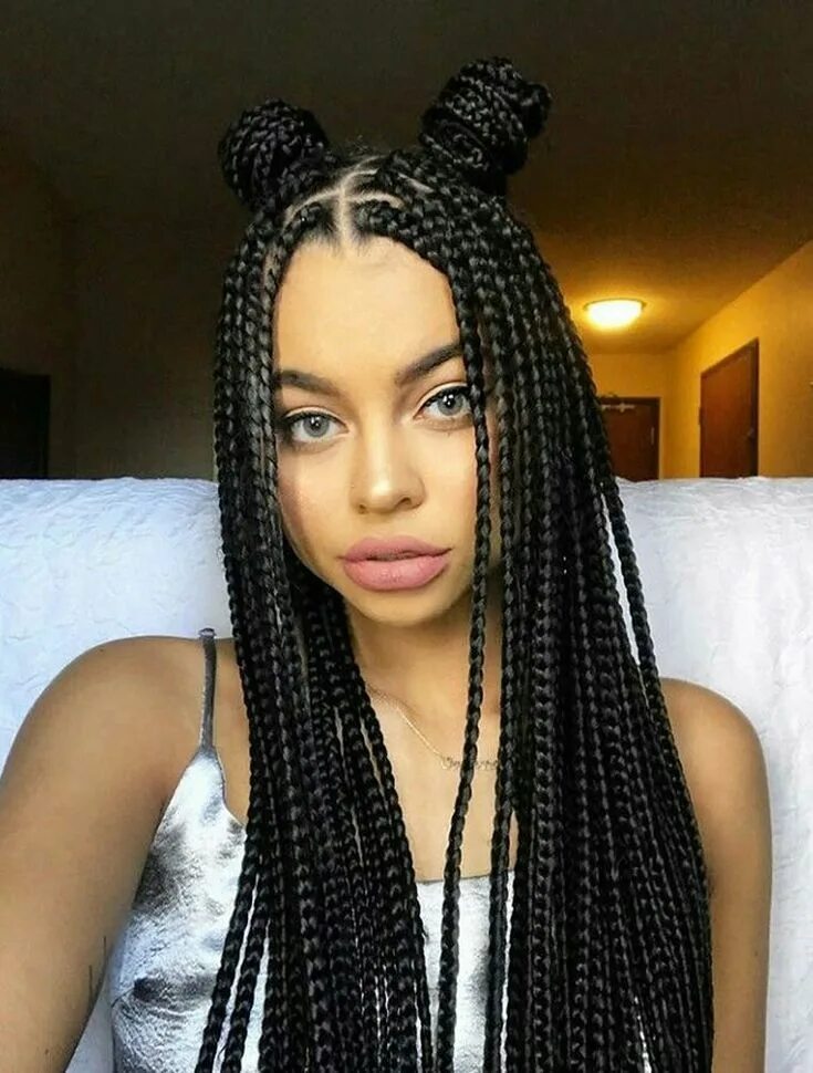 Прически из афрокосичек на длинные волосы Twin crown box braids Hair styles, Box braids styling, Cool braid hairstyles