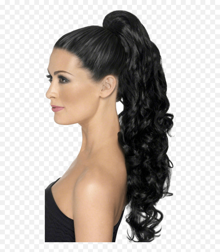 Прически из парика длинные волосы Clip - On Ponytail Curly Black Peinado Cola De Caballo Con Chinos Png,Ponytail P