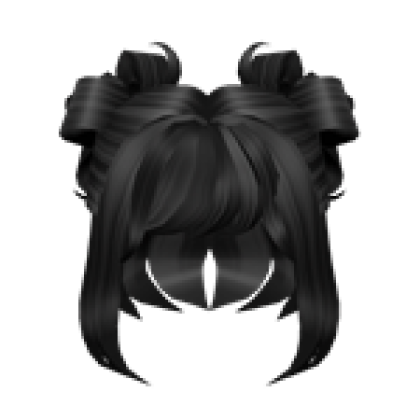 Прически из роблокса для девочек Black Fluffy Short Bun Hair - Roblox