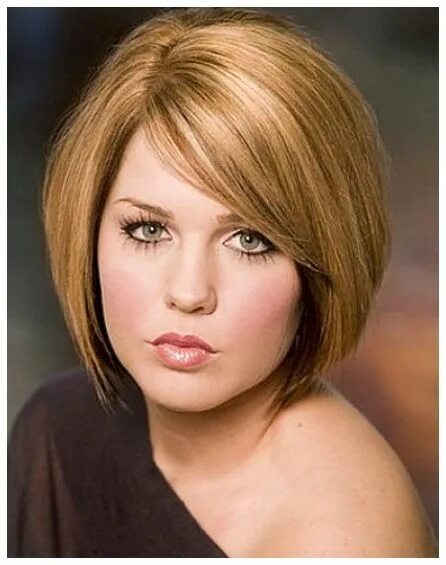 Прически каре для полных 8 Medium Haircuts For Round Faces Angled bob hairstyles, Medium hair styles, Rou