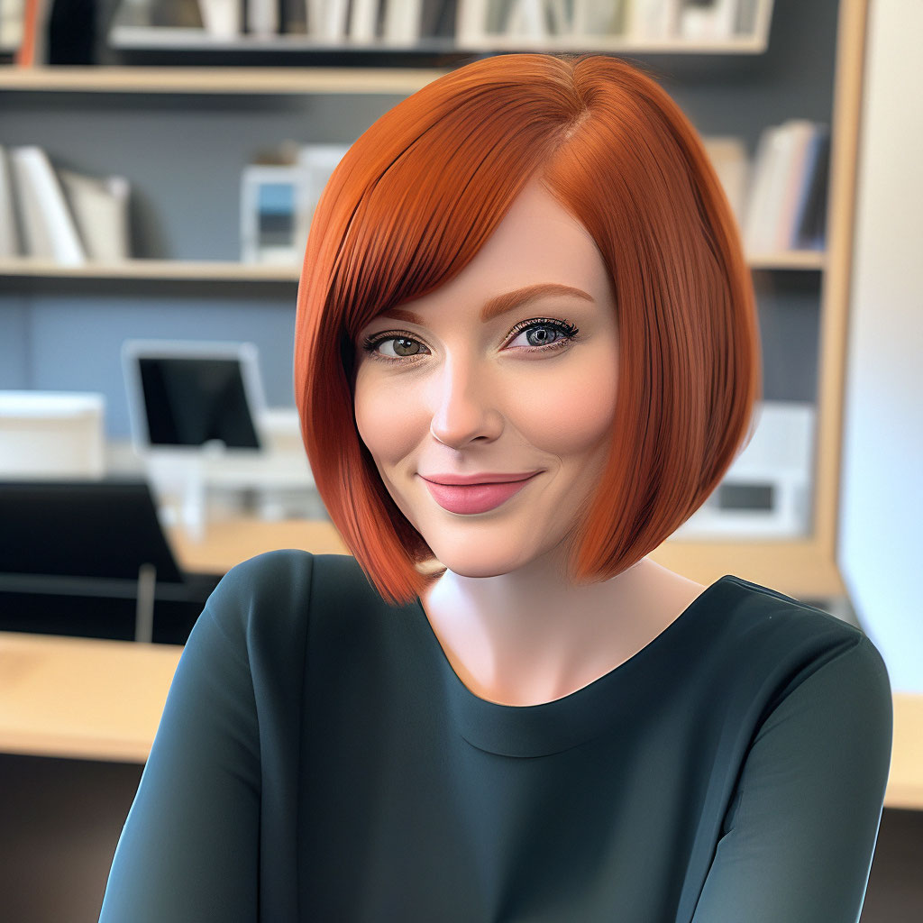 Прически каре рыжие "Me, short bob hairstyle, red hair, ." - image created in Shedevrum