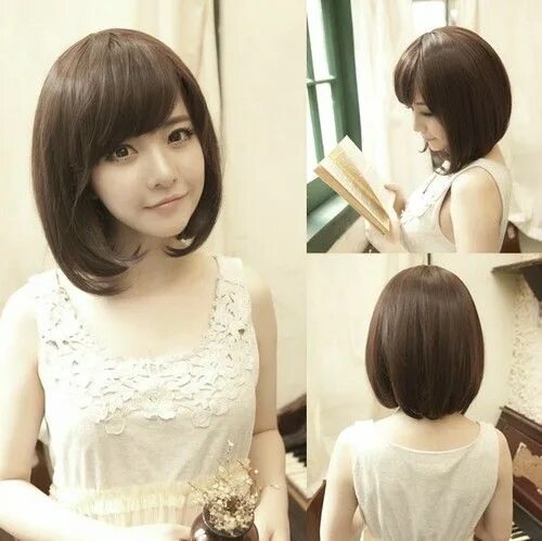 Прически каре с корейской челкой New Women Girls' Fashion Short Straight Wig Bobo Cosplay Party Full Wigs Hair . 