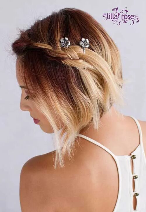 Прически каре с заколками Eye-Catching Updo Hairstyles for Bob Haircuts Bob-Hairstyle.Com Kapsels, Haar, T