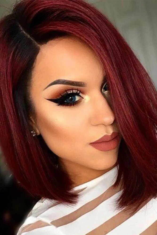 Прически каре цвет волос 20 Lob Haircut Ideas: Combine Sassiness and Style Short red hair, Dark red hair 