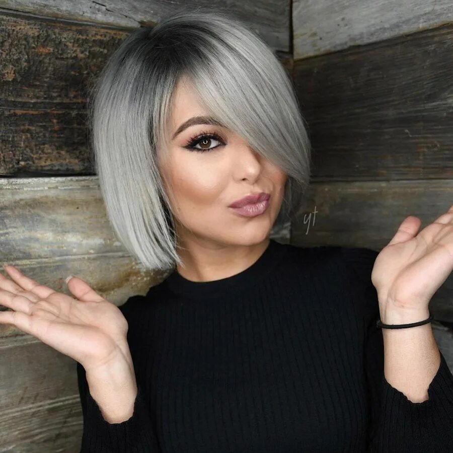 Прически каре цвет волос #Kurzhaarfrisuren #Trend #2019 mit einem eleganten #Bob für graue #Haare Silver 