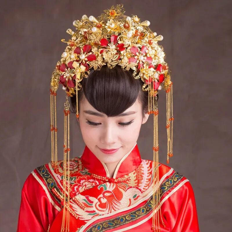 Прически китая Vintage Chinese Style Classical Jewelry Traditional Bridal Headdress Wedding Hai