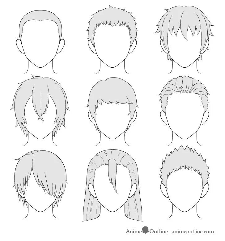 Прически короткие аниме парни How to Draw Anime Male Hair Step by Step - AnimeOutline Cabelo de anime, Esboço 