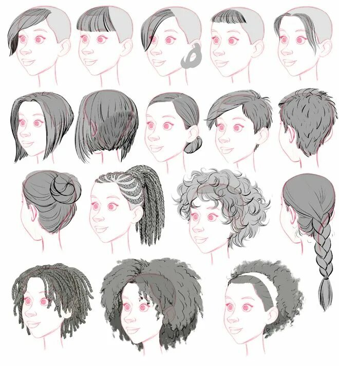 Прически короткие женские референс Tumblnoodl Art reference, Drawings, How to draw hair