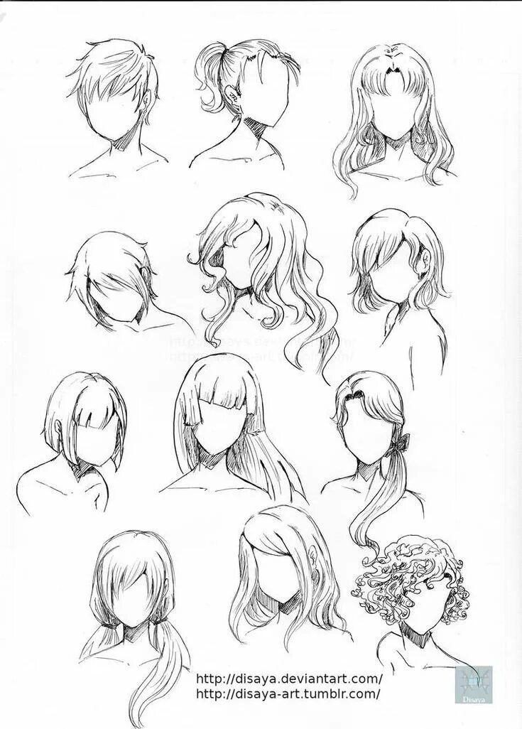 Прически короткие женские референс Anime Hairstyle Female Hair Reference Disegno di capelli, Schizzi, Idee per dise