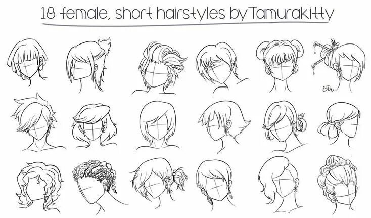 Прически короткие женские референс Pin by Rosabelle on Hairstyles for characters Female anime hairstyles, Hair sket