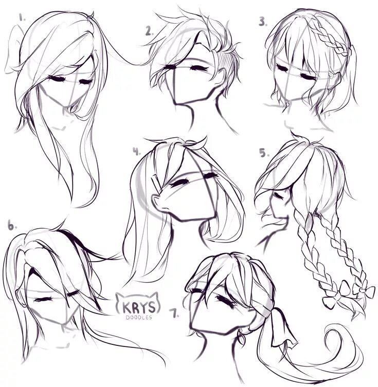 Прически короткие женские референс Hairstyles by Krystaki ( on IG, dA, Paigeeworld ) KrystakiArt ( on Twitter ) ---