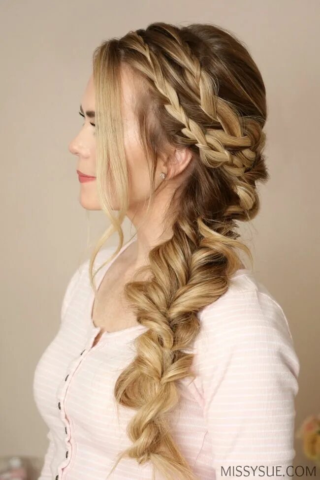 Прически коса фото средний Mermaid Side Braid Side braid hairstyles, Braids for long hair, Prom hairstyles 