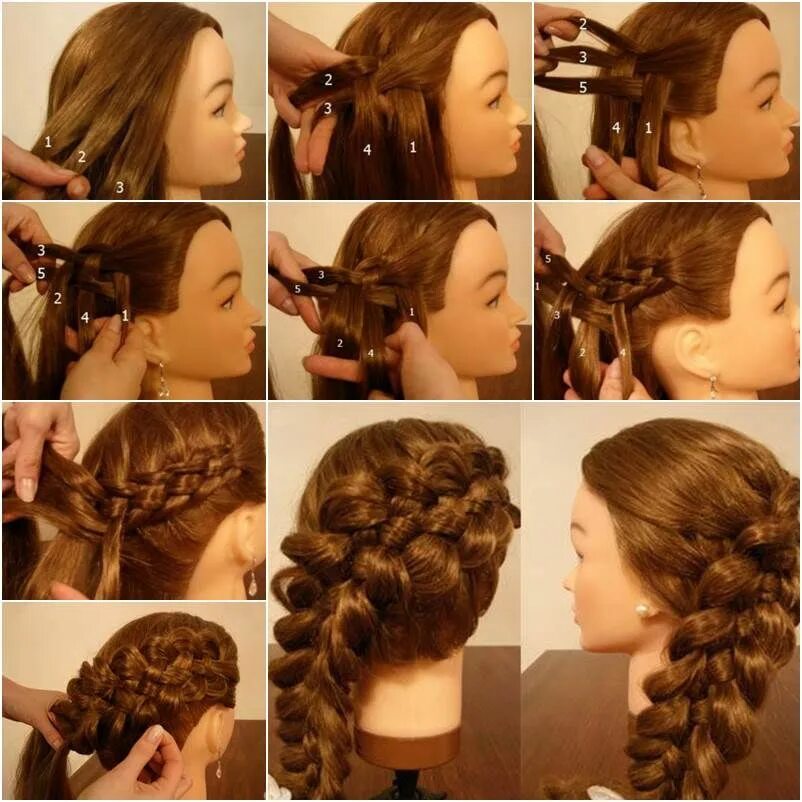 Прически косички пошаговое фото How to Weave Five Strand Diagonal French Braid Hairstyle iCreativeIdeas.com Foll