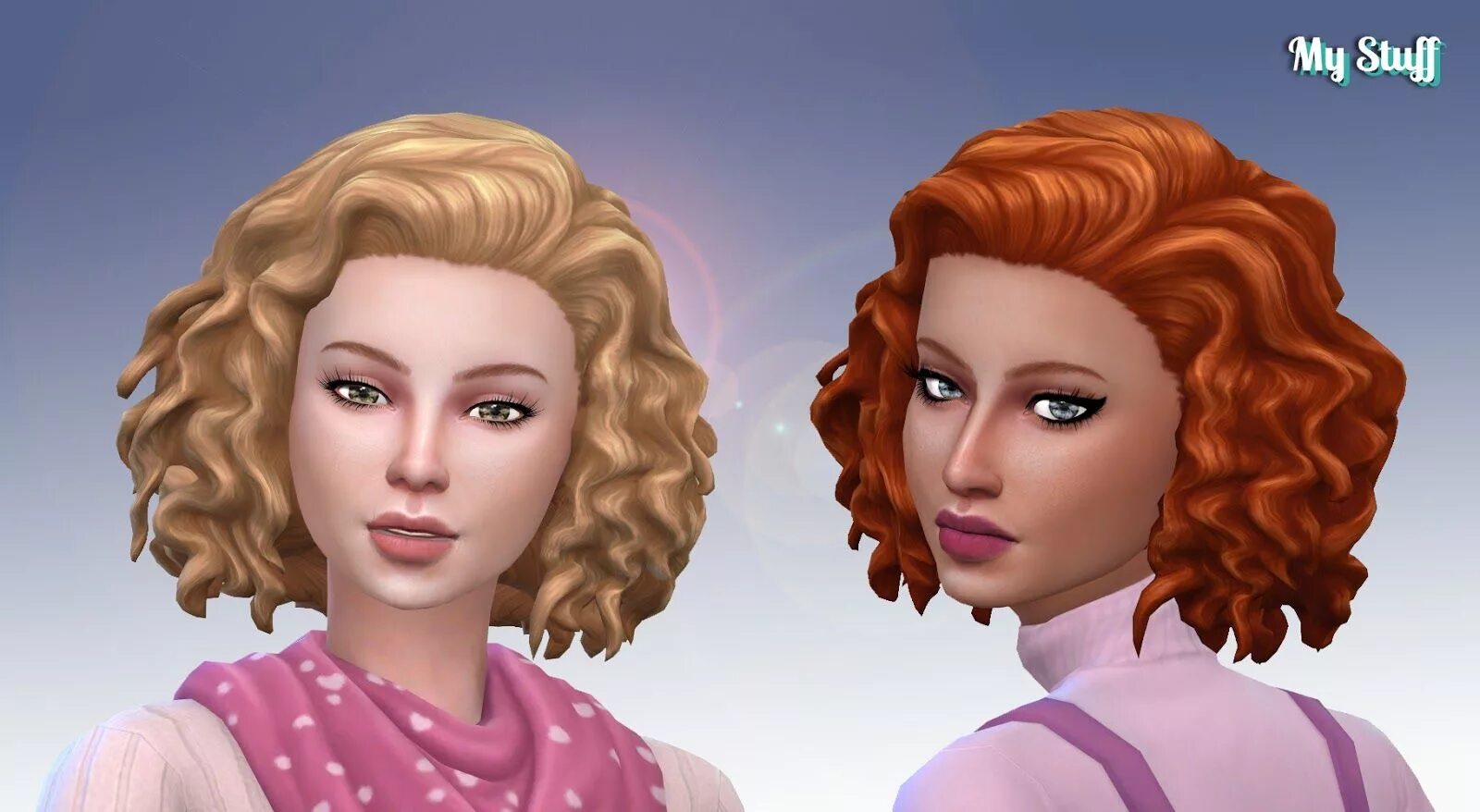 Прически максис Mystufforigin: Medium Mid Curly hair retextured - Sims 4 Hairs Sims 4 curly hair