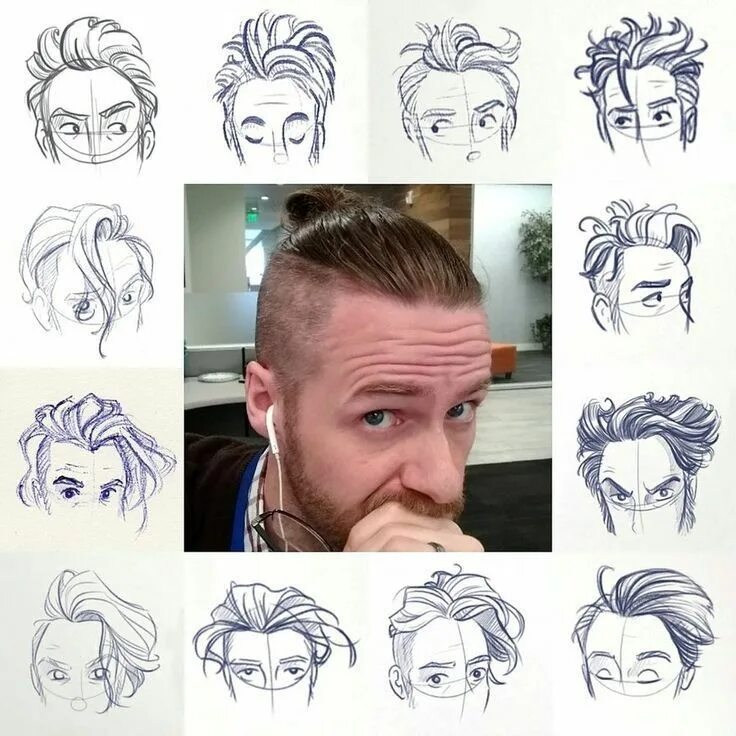 Прически мужские мультяшные Drawing Hairstyles For Your Characters в 2020 г Эскиз прически, Рисование жестам