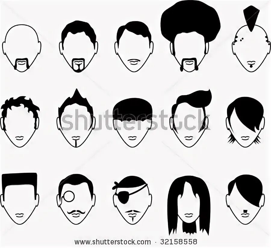 Прически мужские мультяшные 15 male hair styles set - stock vector Hair styles, Style, Hair