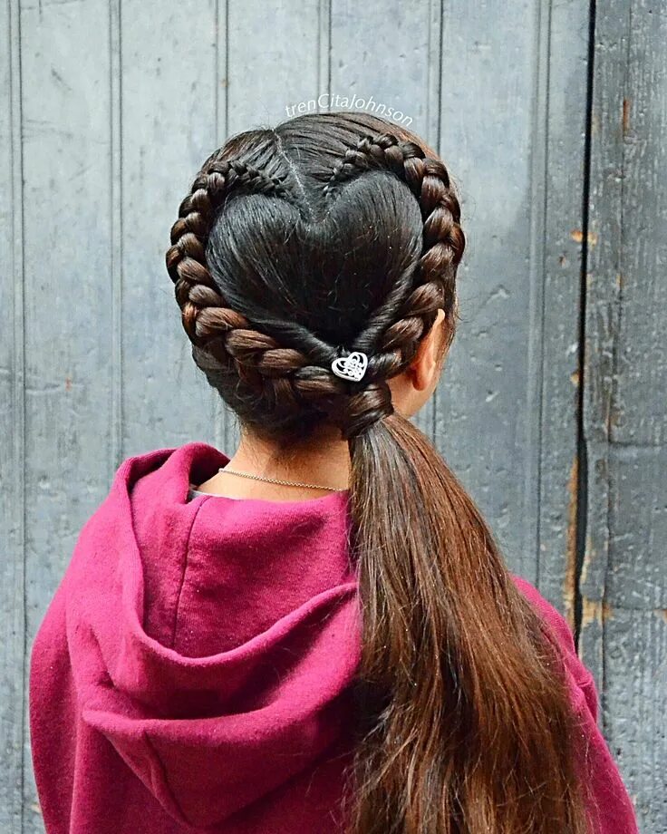 Прически на большие волосы для девочек Heart ponytail inspired by Hilde @studiobraids Rambut panjang, Rambut lucu, Gaya