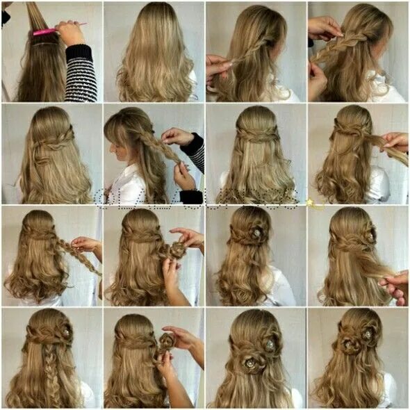 Прически на девочек длинные волосы пошагово Floral Half Up do Down hairstyles, Half up half down hair, Hair styles 2017