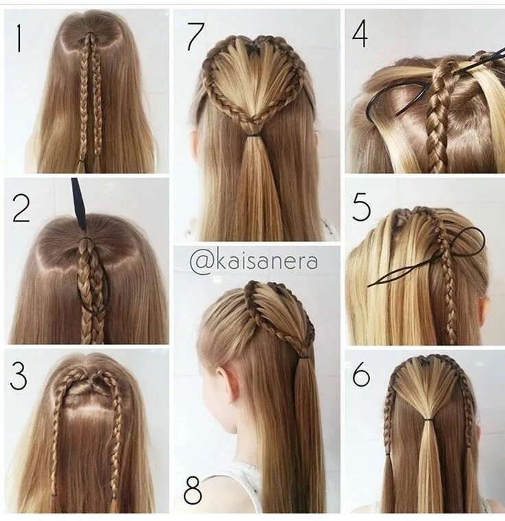 Прически на девочек длинные волосы пошагово Topsy-tail Heart - #Heart #Topsytail Heart hair, Girl hairstyles, Hair styles