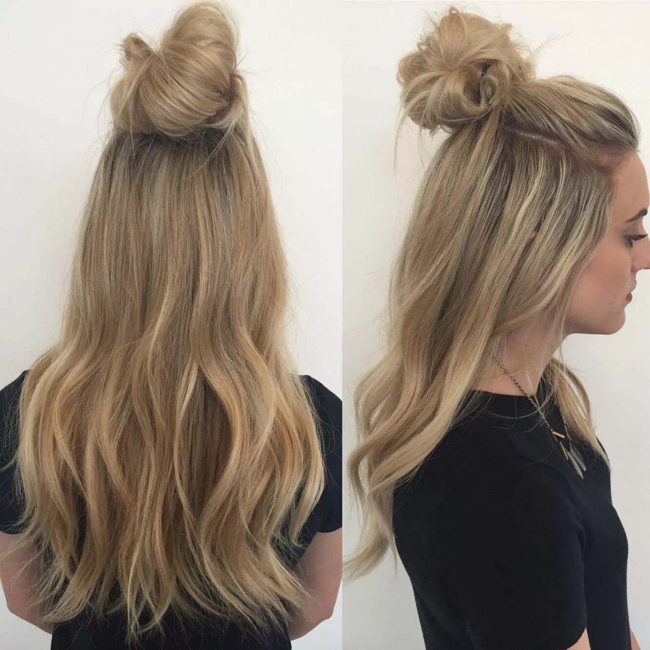 Прически на длинные нарощенные волосы Top Knot Extensions// Hair Extensions// Hairstylist // Clip-In Extensions // Han